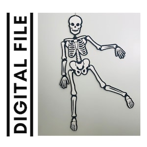 Fully articulated Skeleton, Digital Laser Cut File, Glowforge File, SVG, Printable PDF Version