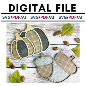 Shelf Sitter Pumpkin, Shelf Sitter Acorn, SVG, Digital, Glowforge, Laser Cut, Fall, Thanksgiving, Harvest