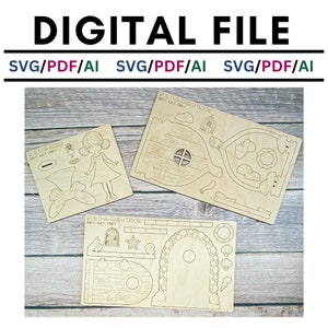 Pop-Out-pysselkit för älvor: DIY-älvhus, laserskuren SVG (digital fil) bild 1