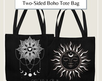 Cosmic Witch Celestial Mystical Stag Deer Canvas Shopping Tote Book Bag Gift Third Eye