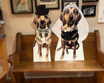 Décorations de chien, animal de compagnie découpé dans du carton, chien découpé pour mariage, découpes personnalisées d&#39;animal de compagnie, découpe sur pied pour mariage d&#39;un animal de compagnie, découpes grandeur nature