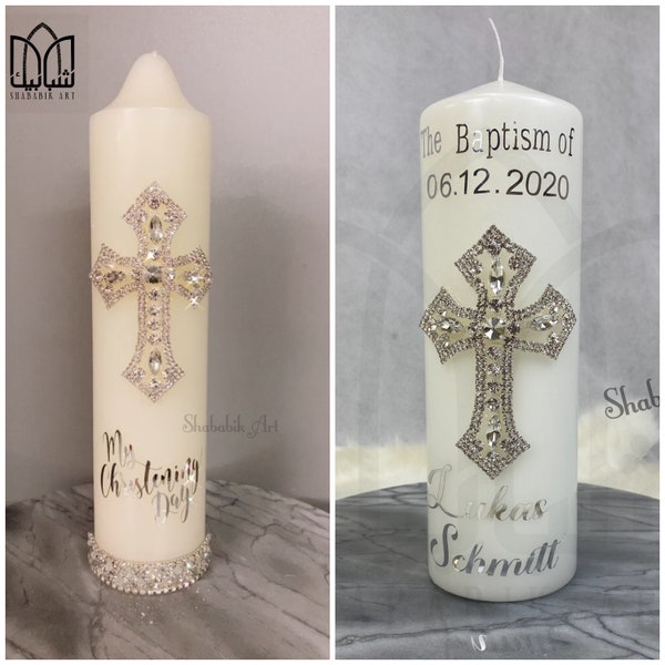 Luxury Baptism Candle, communion, Custom Christening Candle, Taufekerze, Church candle