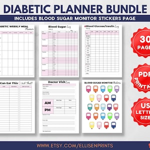 Blood Sugar Tracker  | Daily Food Journal | Diabetes Tracker Log Book | Blood Sugar Record | Diabetes Planner | Glucose Insulin Tracker