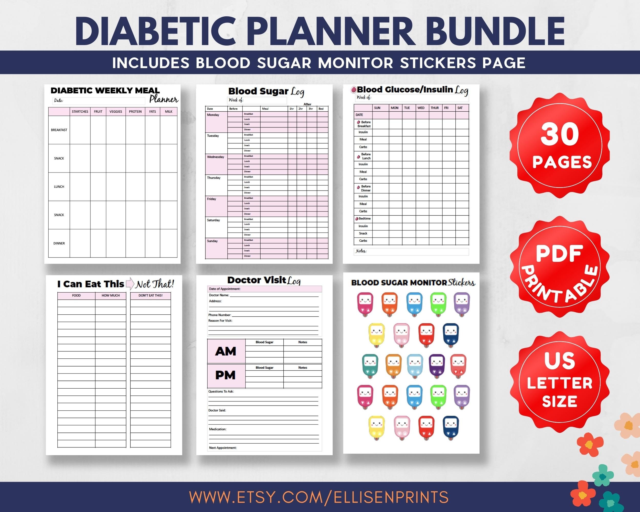 Blood Sugar Tracker | Daily Food Journal | Diabetes Tracker