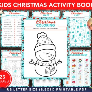 Printable Christmas Activities, Christmas Activity Bundle, Kid&#39;s Activities, Christmas Coloring, Christmas Party Games, Christmas I Spy