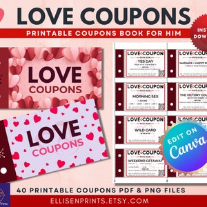 Fun and Flirty Love Coupons | Steamy Love Coupons | Unique Love Coupons | Love with Love Coupons | Love Coupons for the Best Valentine Ever