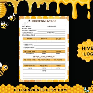 Beekeeping Log Book Templates | Beekeeper Log | Beekeeper's Planner ...