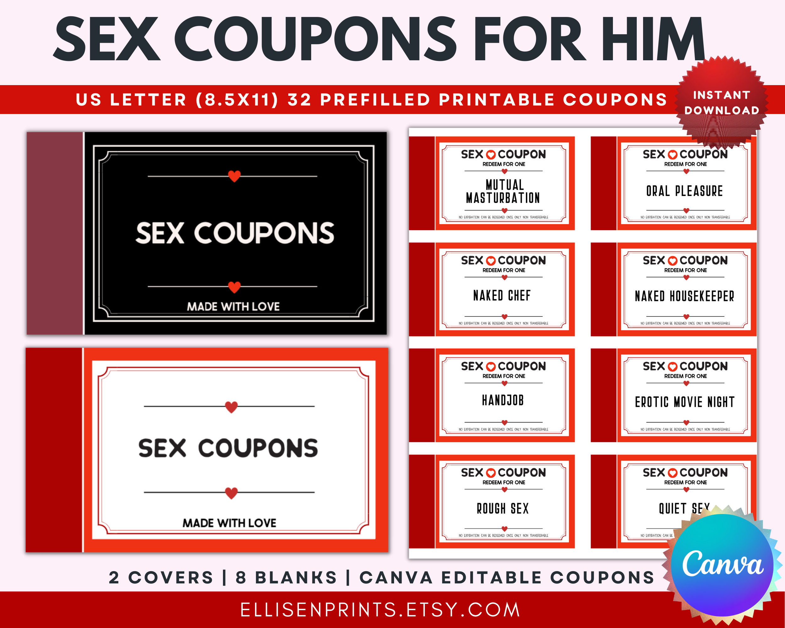 Naughty Sex Coupons Love Coupons for Him Printable picture