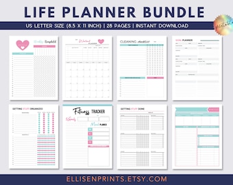 Life Planner Checklist | Weekly, Monthly, Goal Setting (Digital Download)