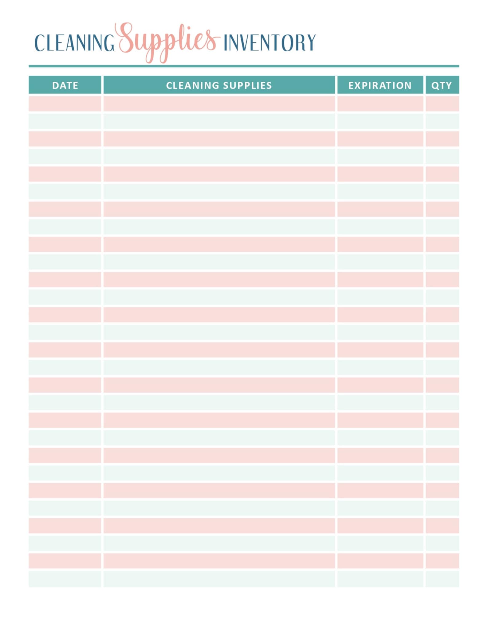 Monthly Cleaning Printables