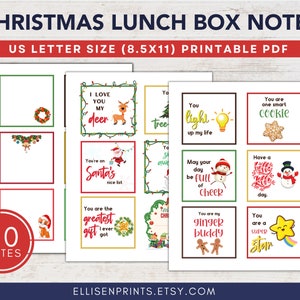 Christmas Lunch Box Notes for Kids | Festive Lunch Box Notes | Christmas Lunch Box Jokes | Fun Lunch Box Notes | Printable Lunch Box Notes