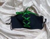 Handmade Face Mask, MEDIUM denim and corset