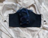 Handmade Face Mask, MEDIUM denim and corset
