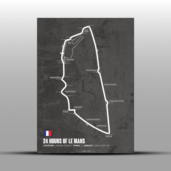 Le Mans Race Track Layout Poster -Noble- New