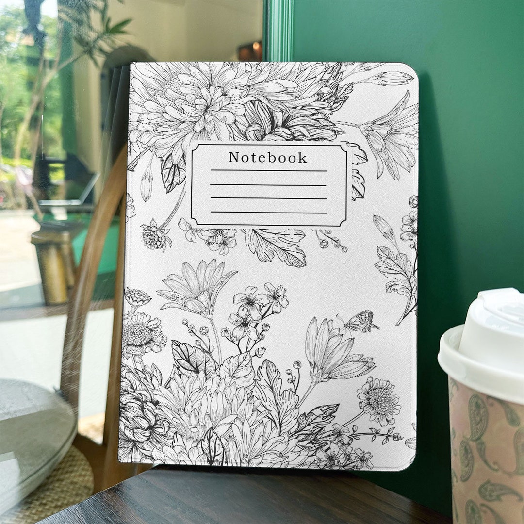 Custom Sketch Flower Composition Book iPad Case iPad 9.7/10.2/10.5/10.9