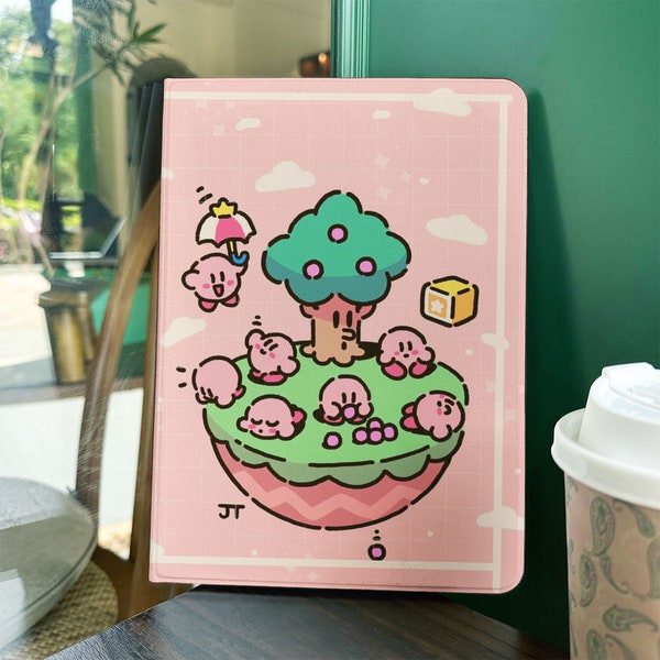 Mignon Kirby iPad Case Crayon avec support iPad 9,7"/10,2"/10,5"/10,9''/11 pouces, iPad Air 2/3/4 Mini 6/5/4/3/2/1 iPad Pro iPad 2022/2021