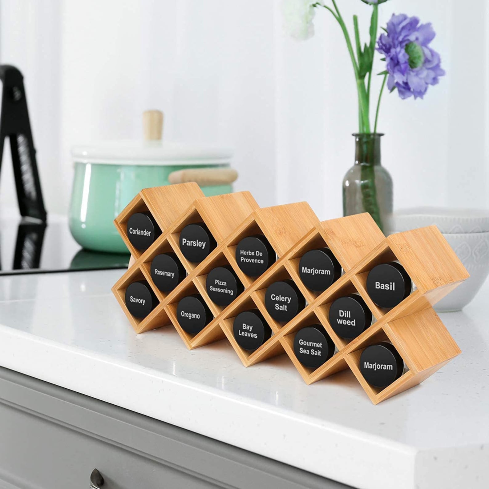 ABSOLUTELY UNIQUE Bamboo Spice Rack 18Jar Bamboo Countertop Etsy