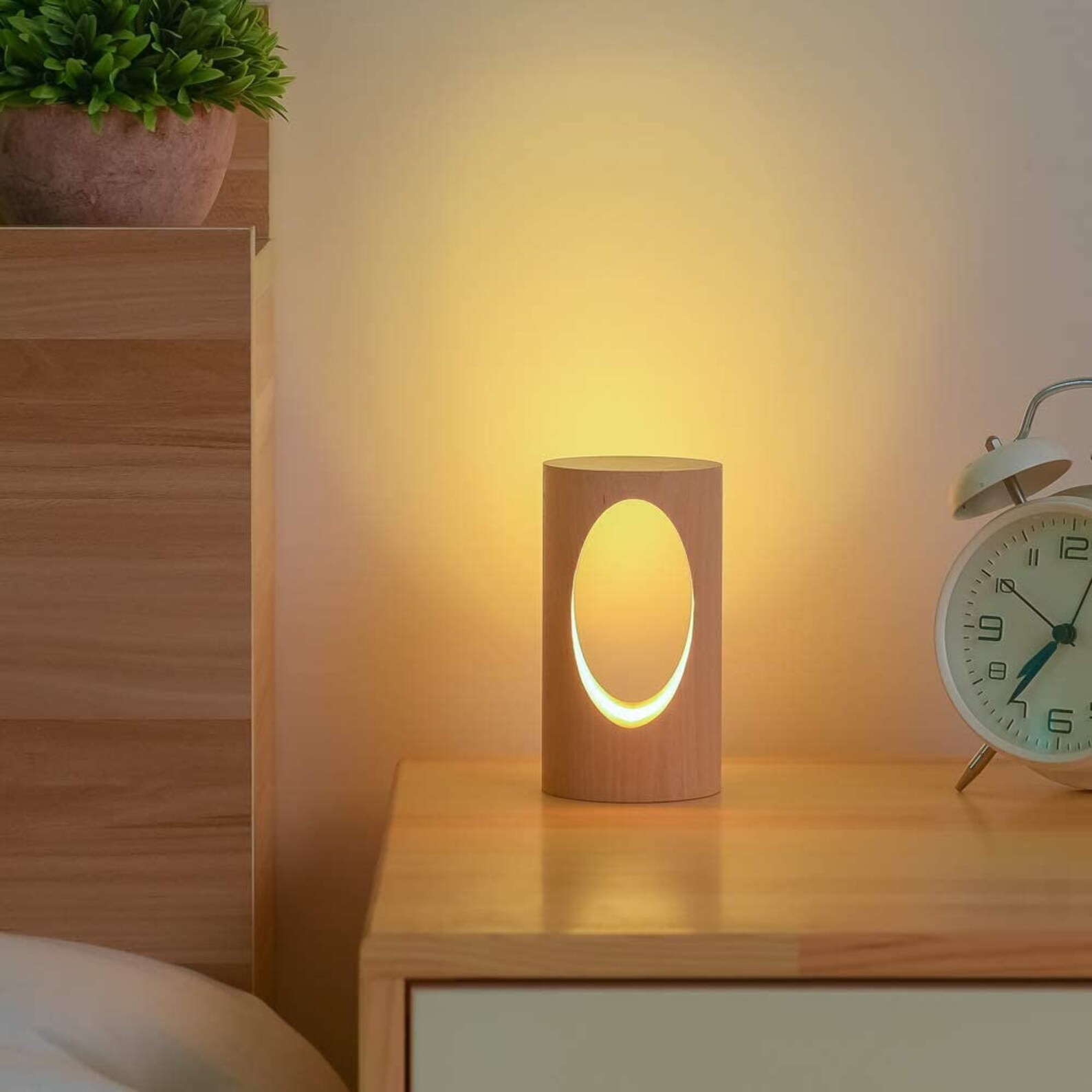 Night Light Bedside Table Lamps Minimalist Solid Wood Lamp Etsy