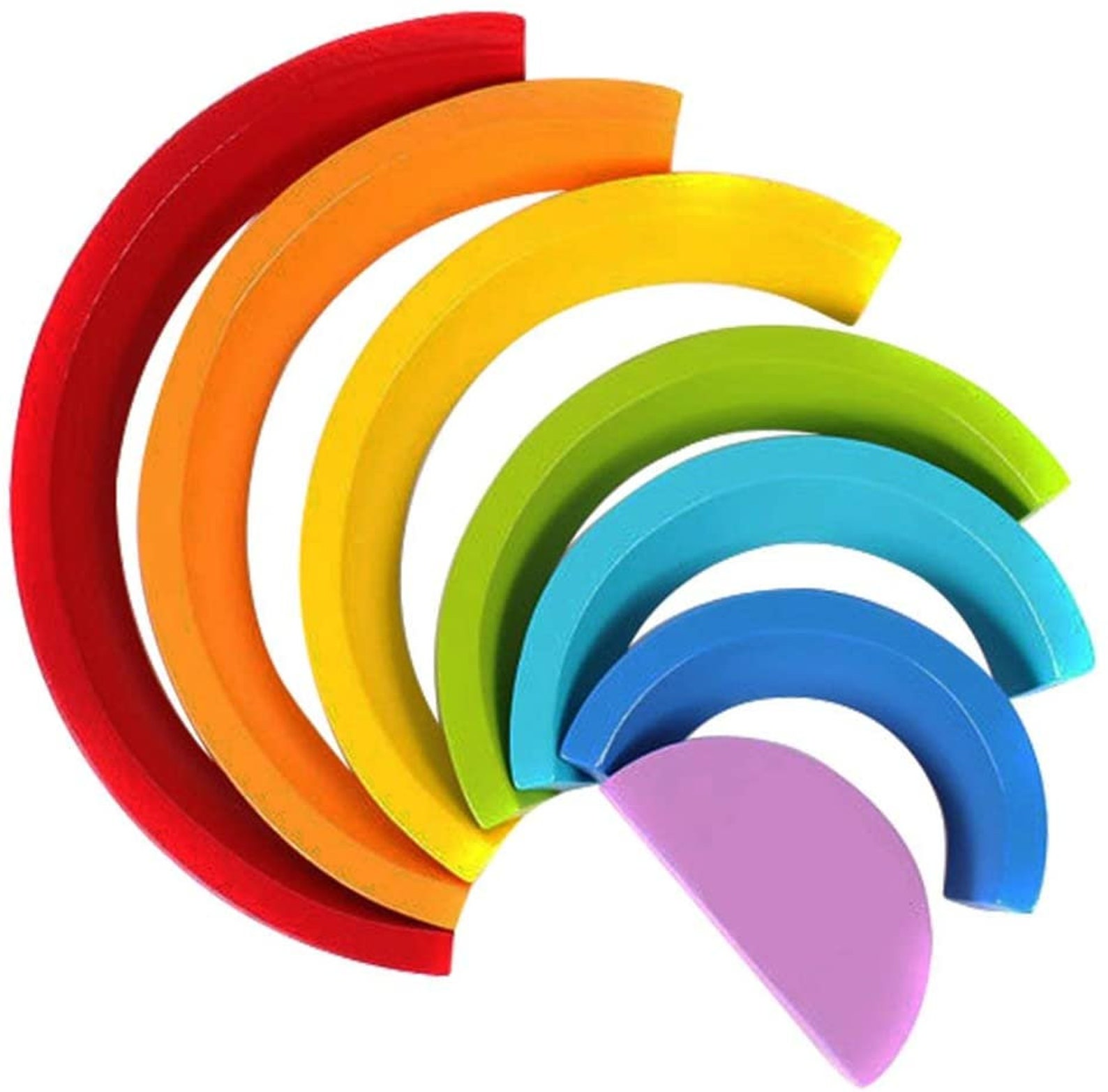 Wooden Rainbow Stacking Game Learning Toy Geometry Building Etsy