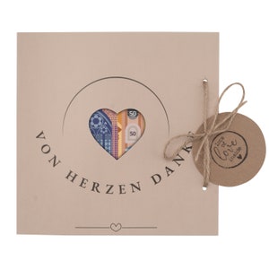 Grußkarte "Von Herzen Danke", als Geldgeschenk