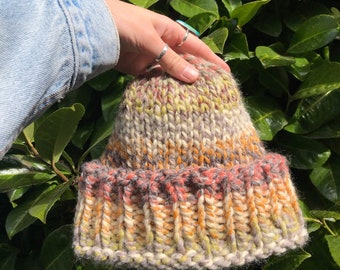 Variegated & Tweed Chunky Hand Knit Beanies | Boho, Earthy, Outdoorsy, Surfer Style Beanies