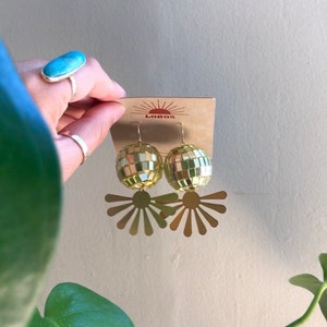 Groovy Disco Ball Earrings | Handmade in Gold & Silver on Hypoallergenic Metal | 60s, 70s Style | Mama Mia | Bachelorette Party