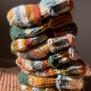 Hand Knit Colorful Scrap Beanie: Chunky Boho Style, Made with Leftover Yarn Scraps image 8