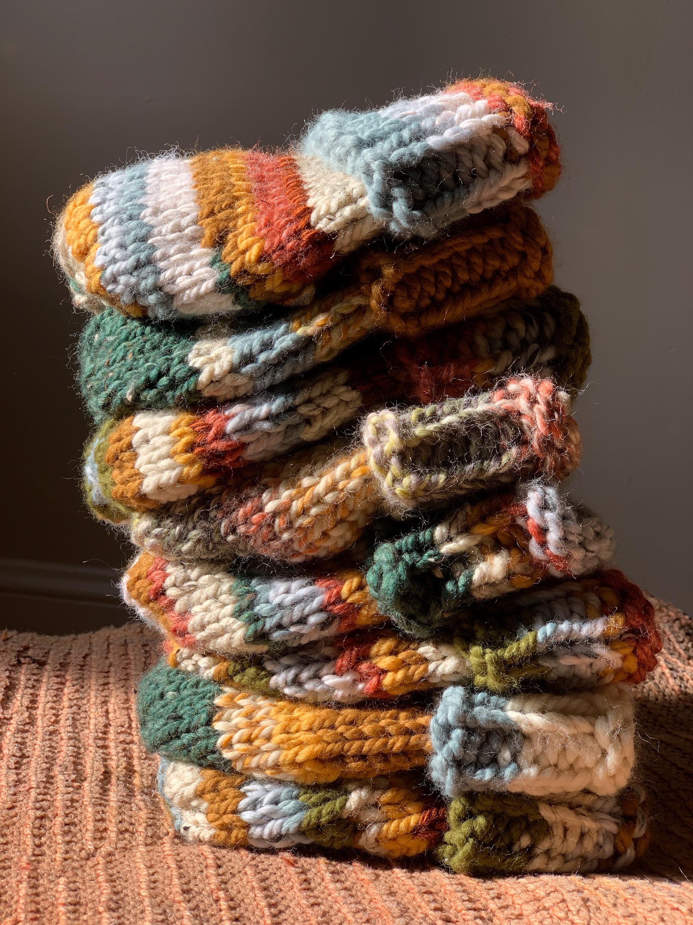 Chunky Hand Knit Multicolor Scrap Beanie Chunky scrap yarn beanie Ev – laura mangione main image 4