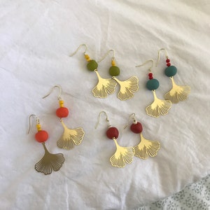 Baby Ginkgo Earrings | Handmade | Polymer Clay | Brass Jewelry | Plant Lovers | Plant Earrings | Leaf Earrings | Boho | Hippie | Earthy