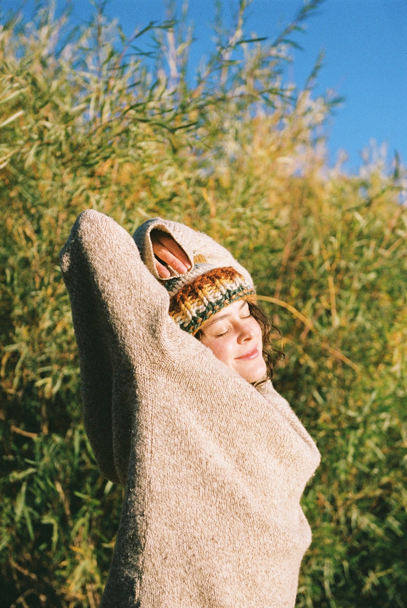 Hand Knit Colorful Scrap Beanie: Chunky Boho Style, Made with Leftover Yarn Scraps image 11