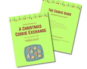 Folleto de Intercambio de Galletas Navideñas / 2 PÁGINAS / Descarga Digital / Personalizable / Editable / Folleto Navideño / Canva