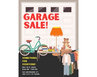 Garage Sale Flyer | Digital Download | Customizable | You Edit | Yard Sale Flyer