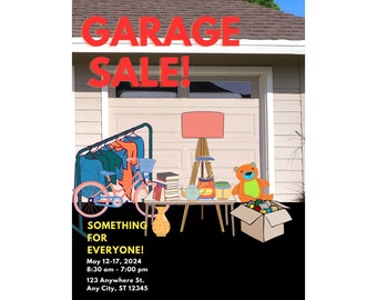 Garage Sale Flyer | Digital Download | Customizable | You Edit | Yard Sale Flyer