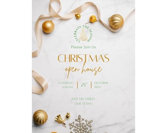 Folleto de puertas abiertas de Navidad / Descarga digital / Personalizable / Editable por usted / Folleto de fiesta de Navidad