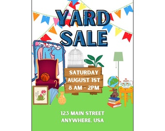 Yard Sale Flyer | Digital Download | Customizable | You Edit | Garage Sale Flyer