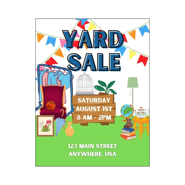 Yard Sale Flyer | Digital Download | Customizable | You Edit | Garage Sale Flyer