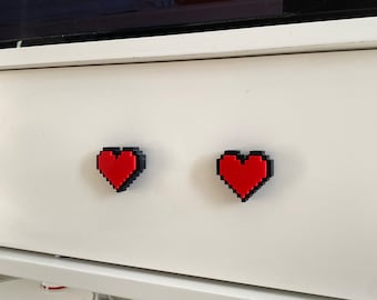 Pixel Herz Knauf Knäufe, Knäufe Kinder Möbel, Möbelgriffe Kinderzimmer, Möbelgriffe Kinderzimmer, Möbelgriffe Kinderzimmer, Schrankknöpfe, Schubladengriffe