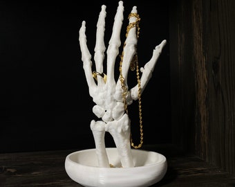 Skeleton Hand Jewelry Holder with Catch all Dish, Gothic Jewelry Organizer