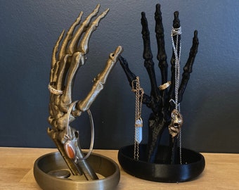 Handsieradenhouder skelet met schaal, gotische ringweergave, 3D-geprint PLA