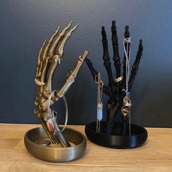 Skeleton Hands Jewelry Holder, Ring Tree Jewellery Organizer, Necklace, Bracelet Display, Gothic Ring Stand, Middle Finger Gesture