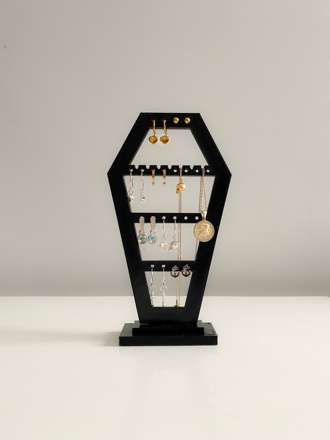 Coffin Jewellery Earring Holder Stand, Gothic Jewelry Tree, Goth Jewelry Organizer, Earring