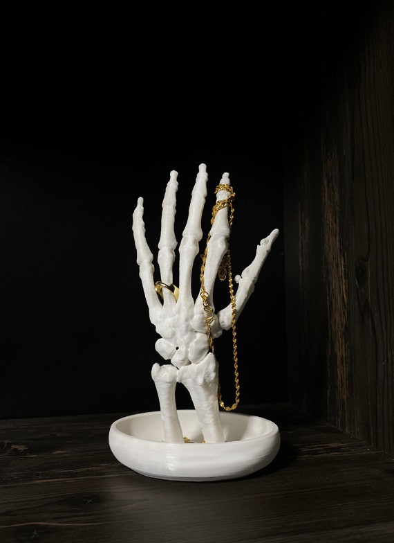 Skeleton Hand Jewelry Holder With Catch All Dish, Gothic Jewelry Organizer  -  Sweden