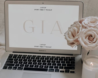 Laptop Screen Mockup - Computer Screen Mockup - Boho Laptop Mockup - Monitor Mockup - Social Media Mockup - Digital Marketing Mockup - A4