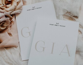 Double Sided 5x7 Mockup - Neutral Boho Mockup - Wedding Invitation Mockup - Boho Invitation 5x7 Mockup - Modern Boho Invite Mockup - Boho A4