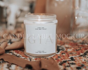 Boho Candle Label Mockup - Candle Logo Mockup - Candle Mockup - Smart Object Candle Label Mockup - Candle Product Mockup - Candle Label 6x6