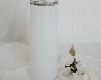 Tumbler Mockup - White Tumbler Mockup - Sublimation Tumbler Mockup - 20oz Tumbler Mockup - Skinny Tumbler Mockup - Tumbler Stock Photo - B7