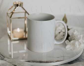 Maqueta de taza boho - Maqueta de taza simple - Maqueta de taza blanca - Maqueta de taza moderna - Maqueta de taza blanca de 11 oz - Maqueta de favor de boda - Favor de taza - B7