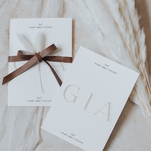 Pampas 5x7 Mockup - Pampas Esthetisch Mockup - Smart Object Card Mockup - Bruiloft Uitnodiging Mockup - Lege kaart Mockup - Eenvoudige kaart Mock A2