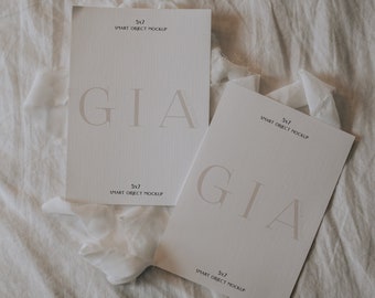 Simple Boho Invitation Mockup - Double 5x7 Invitation Mockup - Double Sided 5x7 Invitation Mockup - Boho 5x7 Stationary Mockup - Moody Mock
