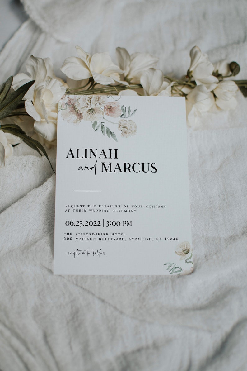 Floral Invitation Mockup Boho Mockup Stationery Flatlay Canva Invitation Mockup Zazzle Invitation Mockup Smart Object Mockup B1 image 3